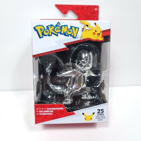 Jazwares Pokemon CHARMANDER  25 Years SILVER Anniversary Figure New In Hand - Picture 1 of 3